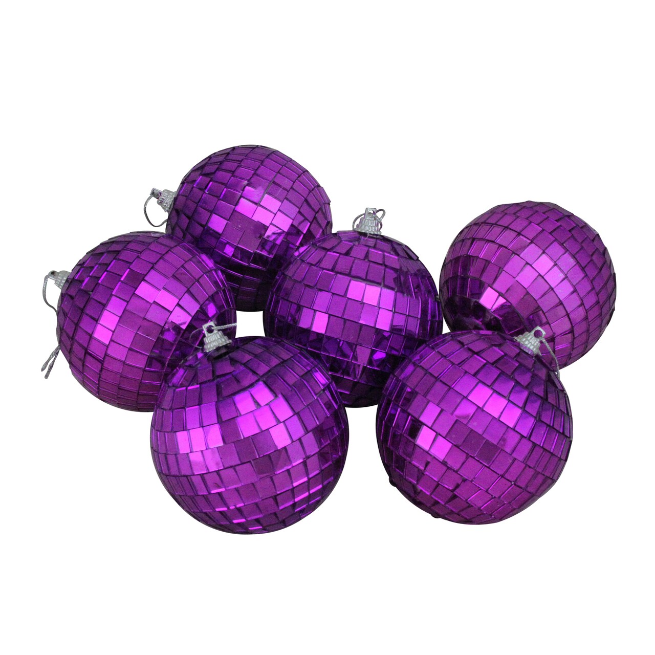 Northlight 6ct Purple Mirrored Glass Disco Ball Christmas Ornament 3.25" (80mm)